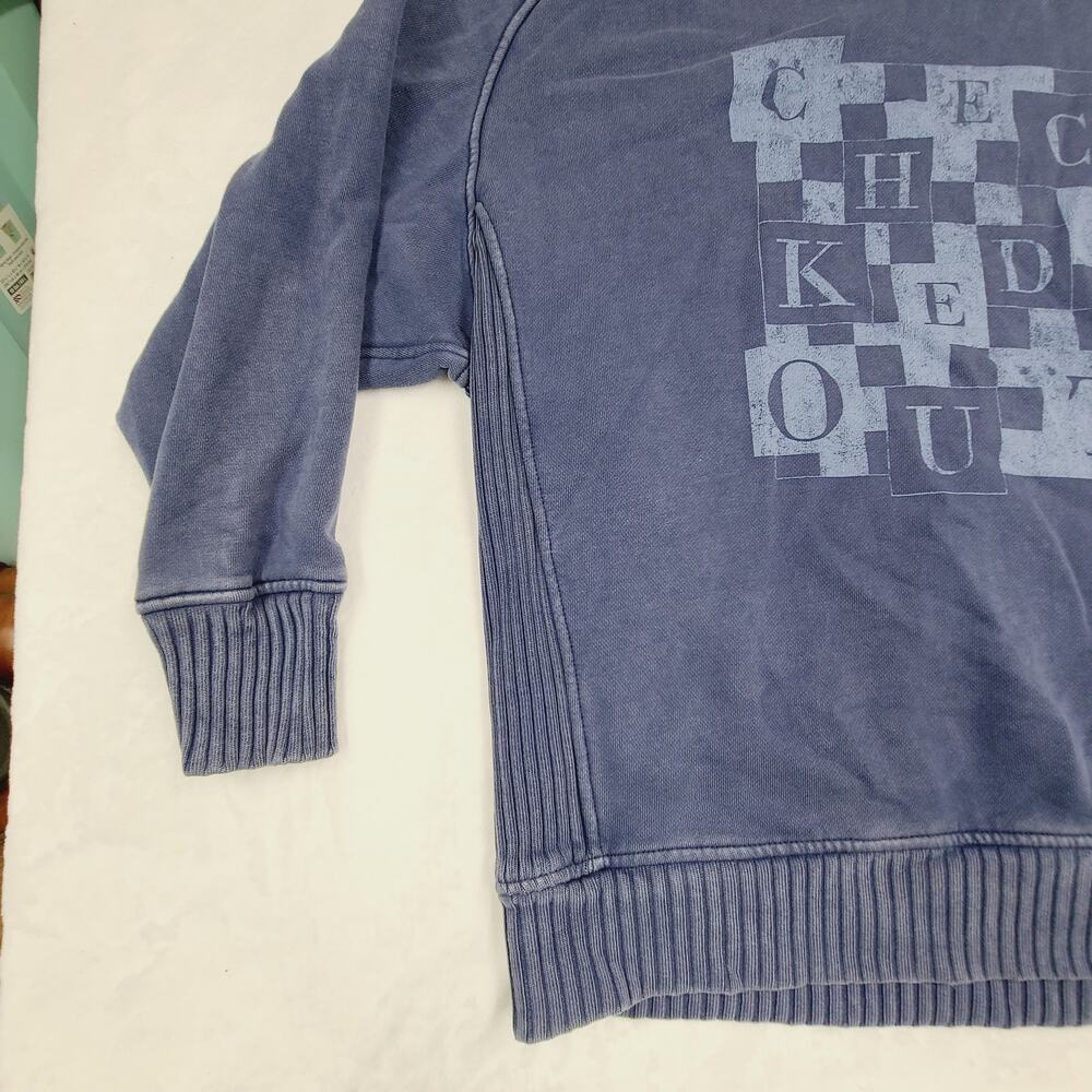 Aerie Distressed Sweatshirt XS Blue Faded Graphic Crewneck Pullover Casual - Picture 8 of 10